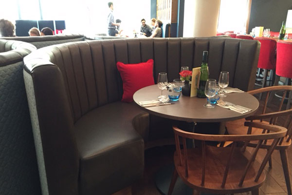 AJ Cook and Son Upholstery Fluted Fixed Seating Booth AJ Cook and Son Upholstery Fluted Fixed Seating Booth